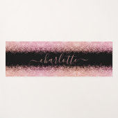Girly Trendy Roos Gold Glitter Script Name Yogamat (Voorkant (horizontaal))