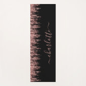 Girly Trendy Roos Gold Glitter Script Name Yogamat (Voorkant)
