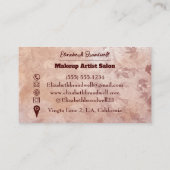 Girly Trendy Roos nep glitter Make-up Haarstylist Visitekaartje (Achterkant)