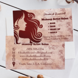 Girly Trendy Roos nep glitter Make-up Haarstylist Visitekaartje