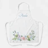 Girly Trendy Waterverf Flowers w/Jouw naam Schort (Voorkant)