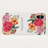 Girly TRENDY Waterverf Pioenbloemen jouw naam Case-Mate iPhone Case (Achterkant (horizontaal))
