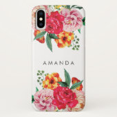 Girly TRENDY Waterverf Pioenbloemen jouw naam Case-Mate iPhone Case (Achterkant)