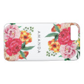 Girly TRENDY Waterverf Pioenbloemen jouw naam Case-Mate iPhone Case (Achterkant (Horizontaal))