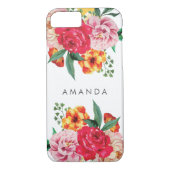 Girly TRENDY Waterverf Pioenbloemen jouw naam Case-Mate iPhone Case (Achterkant)