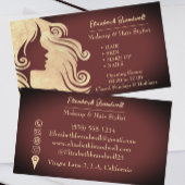 Girly Trendy Wine Red & Gold Makeup Haarstylist Visitekaartje