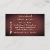 Girly Trendy Wine Red & Gold Makeup Haarstylist Visitekaartje (Achterkant)