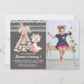 Girly Tribal Boho Birthday Party Invitation Kaart (Voorkant)