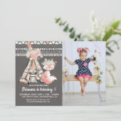 Girly Tribal Boho Birthday Party Invitation Kaart (Staand voorkant)