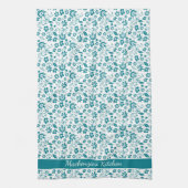 Girly Tropical Blauwgroen Turquoise Flowers Theedoek (Verticaal)