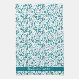 Girly Tropical Blauwgroen Turquoise Flowers Theedoek