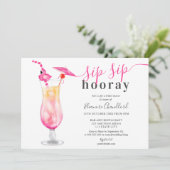 Girly Tropical Cocktail Sip vrijgezellenfeest Kaart (Staand voorkant)