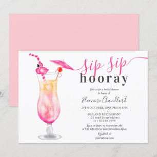 Girly Tropical Cocktail Sip vrijgezellenfeest Kaart