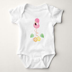 Girly Tropical Flamingo Waterverf Pink Romper