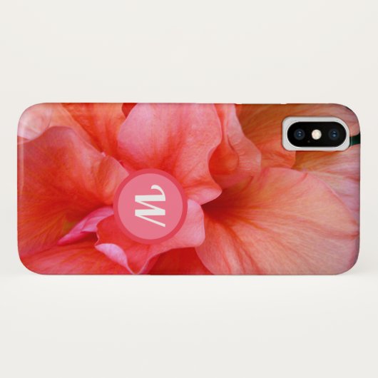 Girly Tropical Flower foto met monogram Case-Mate iPhone Case (Achterkant (horizontaal))