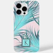 Girly Tropical Island Palm Fronds with Monogram Case-Mate iPhone Case (Achterkant)