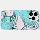 Girly Tropical Island Palm Fronds with Monogram Case-Mate iPhone Case (Achterkant (horizontaal))