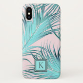 Girly Tropical Island Palm Fronds with Monogram Case-Mate iPhone Case (Achterkant)