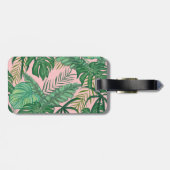 Girly Tropical Palm Leaf Roze Bagagelabel (Achterkant horizontaal)