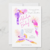 Girly Tropical Parrots Hawaiian Aloha Baby shower Kaart (Voorkant)