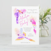 Girly Tropical Parrots Hawaiian Aloha Baby shower Kaart (Staand voorkant)