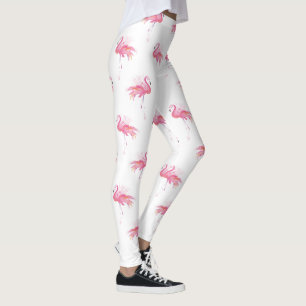 Girly Tropical Pink Waterverf Flamingo Leggings