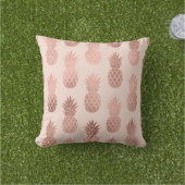 Girly Tropical Roos Gold Summer Pineapples Patroon Buitenkussen (Gras)