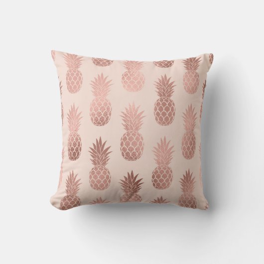 Girly Tropical Roos Gold Summer Pineapples Patroon Buitenkussen (Voorkant)