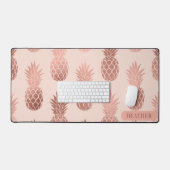 Girly Tropical Roos Gold Summer Pineapples Patroon Bureaumat (Keyboard & Muis)
