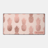 Girly Tropical Roos Gold Summer Pineapples Patroon Bureaumat (Voorkant)