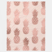 Girly Tropical Roos Gold Summer Pineapples Patroon Fleece Deken (Voorkant)