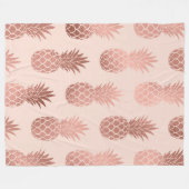 Girly Tropical Roos Gold Summer Pineapples Patroon Fleece Deken (Voorkant (Horizontaal))