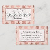 Girly Tropical Roos Gold Summer Pineapples Patroon Klantenkaartje (Voorkant / Achterkant)
