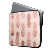 Girly Tropical Roos Gold Summer Pineapples Patroon Laptop Sleeve (Voorkant Links)