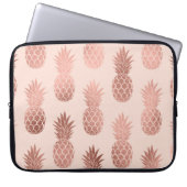 Girly Tropical Roos Gold Summer Pineapples Patroon Laptop Sleeve (Voorkant)