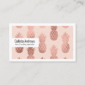 Girly Tropical Roos Gold Summer Pineapples Patroon Visitekaartje (Voorkant)