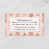 Girly Tropical Roos Gold Summer Pineapples Patroon Visitekaartje (Achterkant)