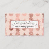 Girly Tropical Roos Gold Summer Pineapples Patroon Visitekaartje (Voorkant)