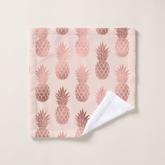 Girly Tropical Roos Gold Summer Pineapples Patroon Washandje (Wasdoekje)