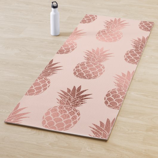 Girly Tropical Roos Gold Summer Pineapples Patroon Yogamat (In situ)