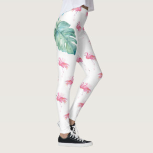 Girly Tropical Waterverf Pink Flamingo Leggings