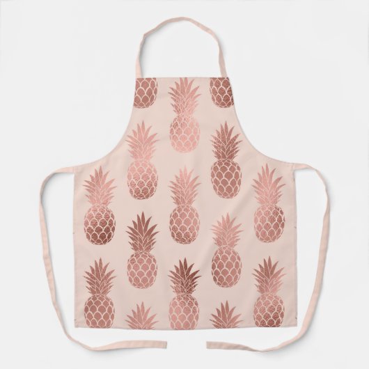 Girly Tropisch Roos Gouden Zomer Ananas Schort (Voorkant)