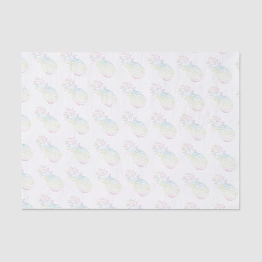 Girly Tropische Ananas Regenboog Pastel Ombre Tissuepapier (Voorkant)
