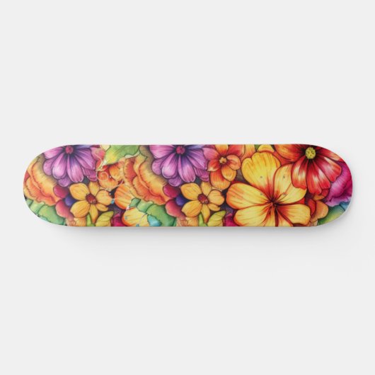 Girly Tropische Bloemen Skateboard (Horizontaal)