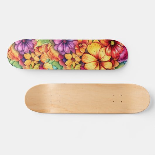 Girly Tropische Bloemen Skateboard (Horizontaal)