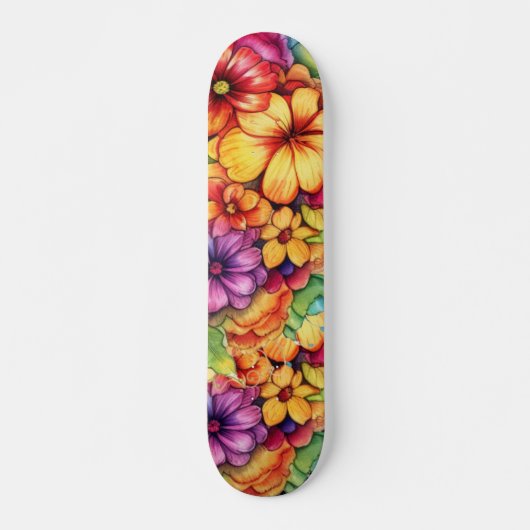 Girly Tropische Bloemen Skateboard (Voorkant)