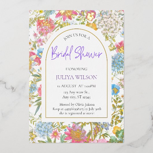 Girly Tuinbloem Vrijgezellenfeest Folie Uitnodiging (Voorkant)