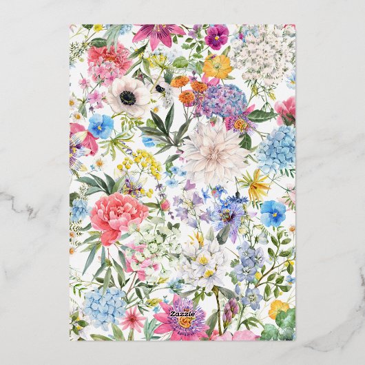 Girly Tuinbloem Vrijgezellenfeest Folie Uitnodiging (Achterkant)