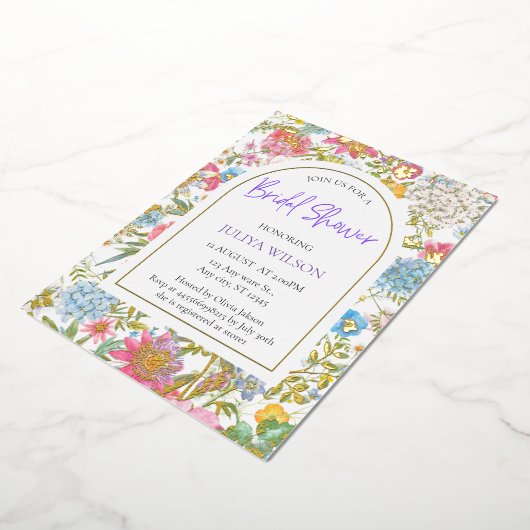 Girly Tuinbloem Vrijgezellenfeest Folie Uitnodiging (Gedraaid)