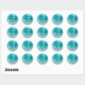 Girly Turquoise Blue Folie Holo Glitter Birthday Ronde Sticker (Vel)